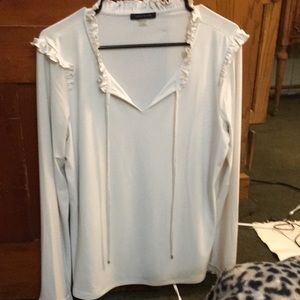 Tommy Hilfiger Large Cream Color Ruffled Edged Blouse